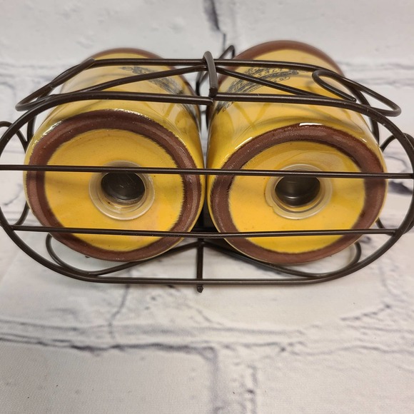 Cruet Salt & Pepper Shakers with Metal Caddy/Tray ITALY - Italian Scroll Design - Picture 5 of 6